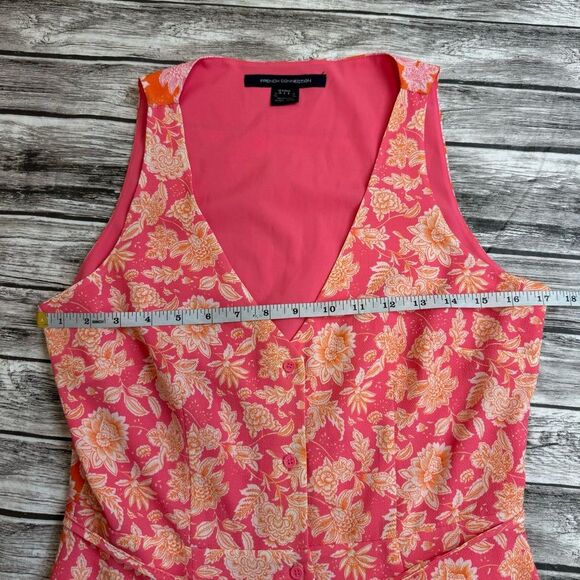 French Connection Women's Cossette Vero Crepe Midi Dress 6 Pink Orange White - Picture 10 of 15